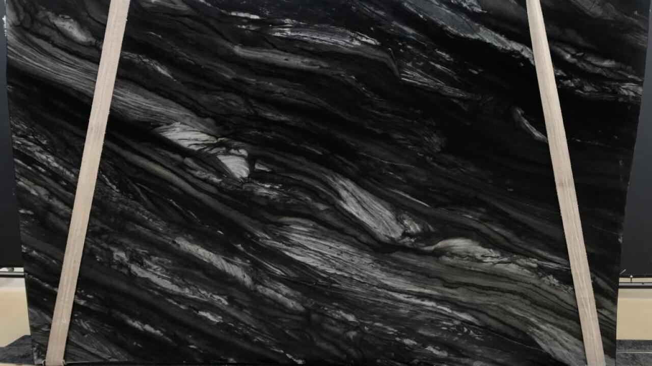Black Tempest Leather Finish 2cm Quartzite by PACIFICA