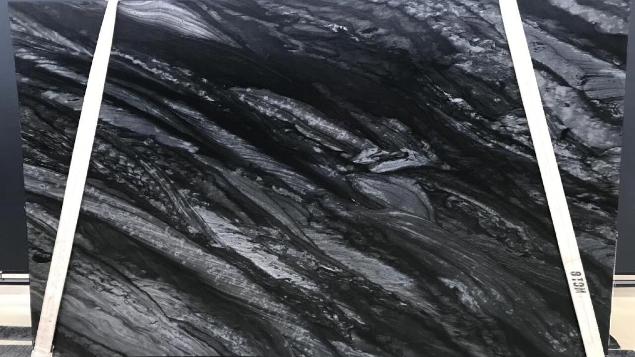 Black Tempest Leather Finish 2cm Quartzite by PACIFICA